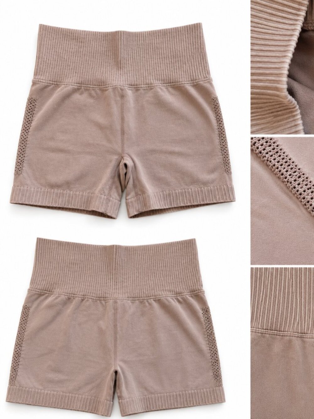 ZENANA Tan Seamless Ribbed Biker Shorts | Size L/XL | Never Worn